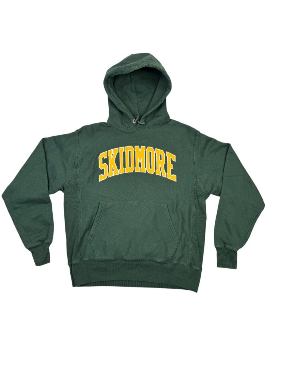 Champion Reverse Weave Skidmore College Hoodie Sweatshirt Green Yellow Medium M